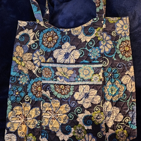 Vera Bradley Navy Blue Floral Tote Bag - Picture 1 of 3